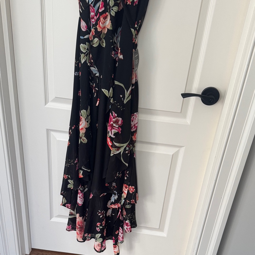 Lulu's Black Floral One Shoulder Dress - Picture 4 of 7